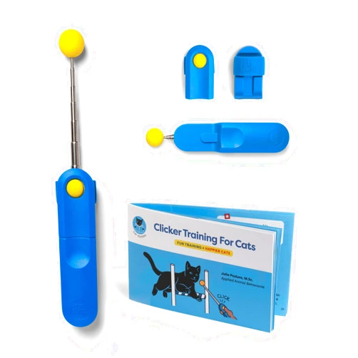 CAT SCHOOL Cat Training Clicker with Detachable Wearable Finger Clicker & Target Stick – Positive Reinforcement Training Tool for Cats – Ideal for Behavior, Tricks & Enrichment