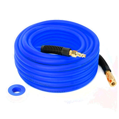 FYPower Air Compressor Hose 3/8 Inch x 50 Feet Hybrid Hose with Fittings, Flexible and Kink Resistant, 1/4