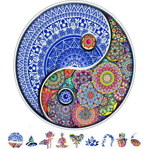 Claord Wooden Puzzles for Adults,200 Piece Yin Yang Zen Mandala Puzzle for Holidays, Christmas, and Birthdays,Unique Design, for Puzzle Lovers,Jigsaw Puzzles for Adults and Wood Cut Puzz…