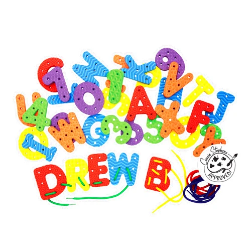 Chenille Kraft WonderFoam Lacing Letters and Numbers PAC4466, Colors May Vary, Approx. 2-3/4