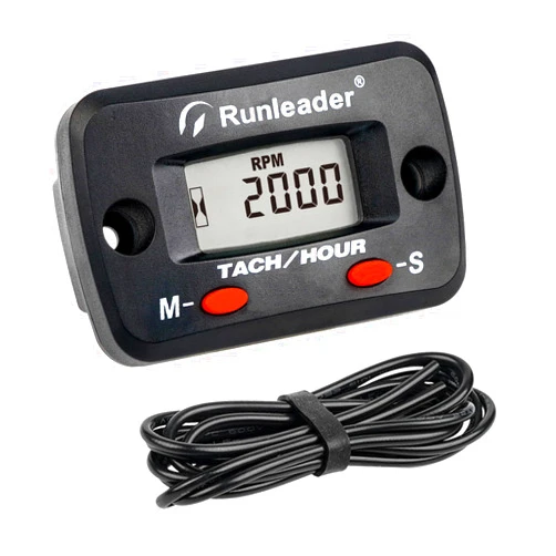 Runleader Digital Tach/Hour Meter,Maintenance Reminder for Lawn Mower Generator Motorcycle ATV Outboard Motor Jetski Chainsaw etc. (Red)