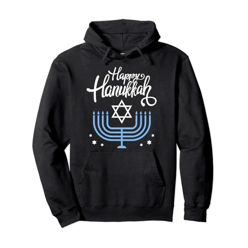Happy hanukkah store Happy hanukkah with menorah for jewish christmas holiday Pullover Hoodie