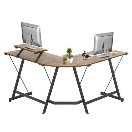 FDW Computer Desk, 51 Inchs L Shaped Desk with Large Monitor Stand Home Office Gaming Corner Desk Writing Study Workstation,Space-Saving