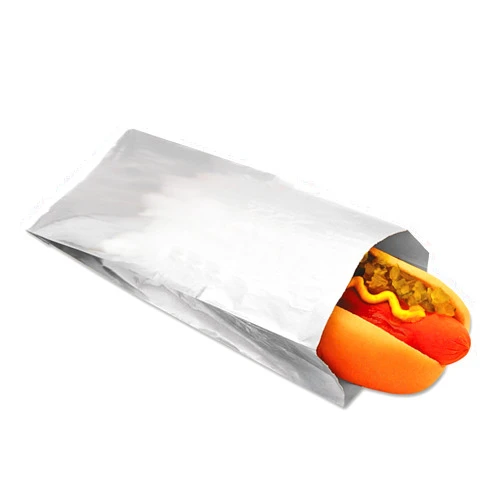 BGC Bagcraft 300456 Foil Single-Serve Hot Dog Bags 3 1/2 x 1 1/2 x 8 1/2 Silver 1000/Carton