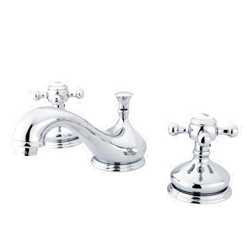 Kingston Brass KS1161BX Vintage Widespread Lavatory Faucet with Metal cross handle, Polished Chrome, 8-Inch Adjustable Center