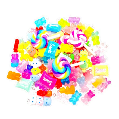 CHCUTEILD Bulk Assorted Gummy Bears Charms with Flat Back, Grandient Candy Bear Pendants for Jewelry Making Ornament for Necklace Earrings Bracelet Craft Making
