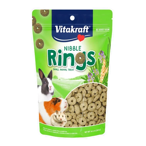 Vitakraft Nibble Rings Small Animal Treat, 10.6 oz Healthy Crunchy Snack for Rabbits, Guinea Pigs, Hamsters & Other Small Pets, Wholesome Wheat & Alfalfa, Added Vitamins & No Artificial Flavors