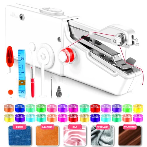 Ziploc Mini Sewing Machine with Accessory Kit, Lightweight and Easy Operated Cordless Handheld Sewing Machines for Beginners, Portable Sewing Machine for Home Quick Repairing and Stitch Handicrafts