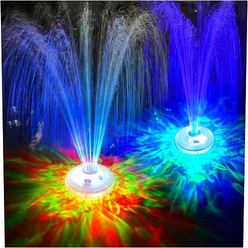 LanPool Floating Water Fountain with Underwater Lights, Powered Pump Outdoor, 2 Modes Sprinkler Waterfall Fountain for Inground Above Ground Pool, Pond-White-1PC