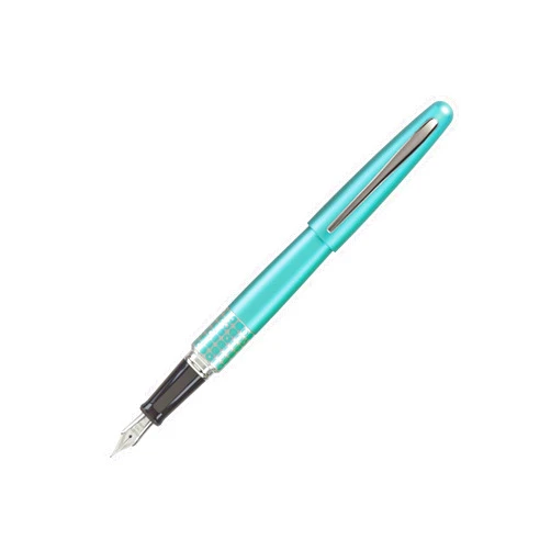 PILOT MR Retro Pop Collection Fountain Pen in Gift Box, Turquoise Barrel with Dots Accent, Fine Point Stainless Steel Nib, Refillable Black Ink (91436)