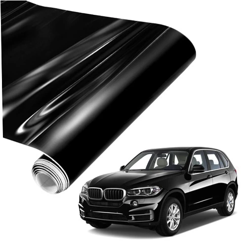 Spurtar Gloss Black Vinyl Wrap 1ft X 5ft Air-Release Glossy Black Car Wrap Adhesive Film Automotive Vinyl Wraps Black Wrap for Cars Motorcycle DIY Free Tool Air Release Decal Sheet 30.5 X 152cm