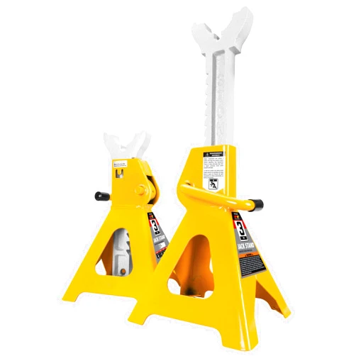 Performance Tool W41022 Ratchet Style Jack Stand Set for Lifting Vehicles During Maintenance, Yellow, 3-Ton