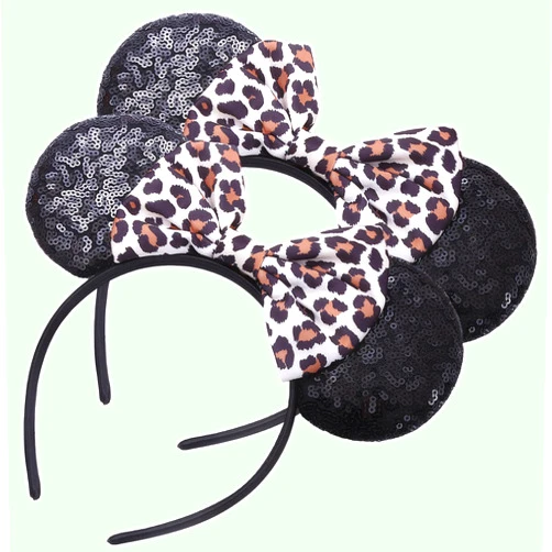 SynoRiver 2 Pcs Mouse Ears Headband, Mouse Ears Sequin Bow Headbands for Women Girls, Cosplay Accessories Party Decorations