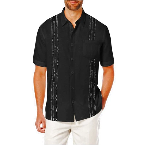 COOFANDY Mens Cotton Linen Cuban Guayabera Shirt Casual Short Sleeve Button Down Shirts Summer Beach Tops