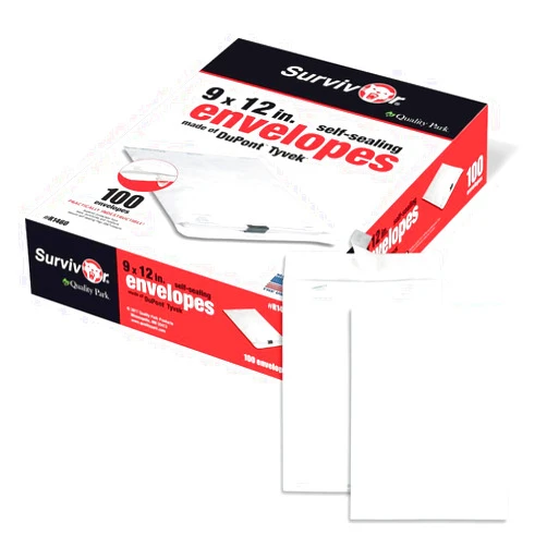 Quality Park Survivor 9 x 12 Catalog Envelopes made with DuPont Tyvek Material, Self Sealing, Puncture, Tear & Moisture Resistant, 100/Box (QUAR1460)