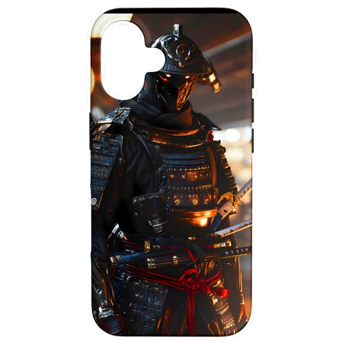 Modern Aesthetic Design Studio iPhone 16 Futuristic Ghost Samurai Japanese Cyberpunk Warrior Pattern Case