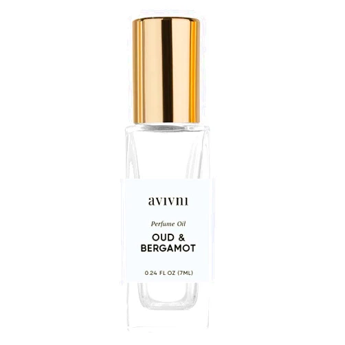 Avivni Oud & Bergamot Perfume- Luxury Fragrance Oil RollOn, Unisex Layering Scent, Clean Ingredients (7ml) Sandalwood, Cedarwood, Subtle Oud, Crisp Bergamot Orange