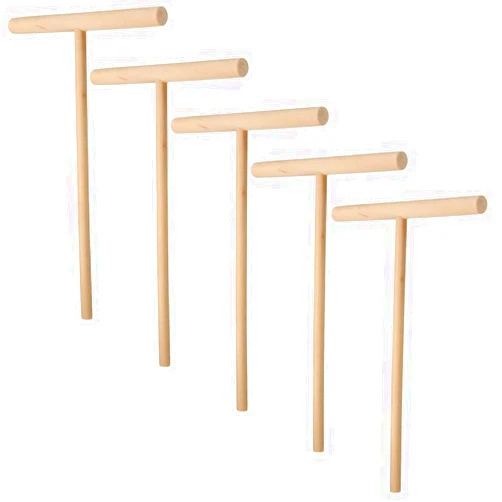 Lasenersm 5 Pieces Pancake Maker Stick Pancake Griddle Batter Spreader Wooden Spreader Stick T Shape Crepe Maker Pancake Batter Spreader Home Kitchen Tool