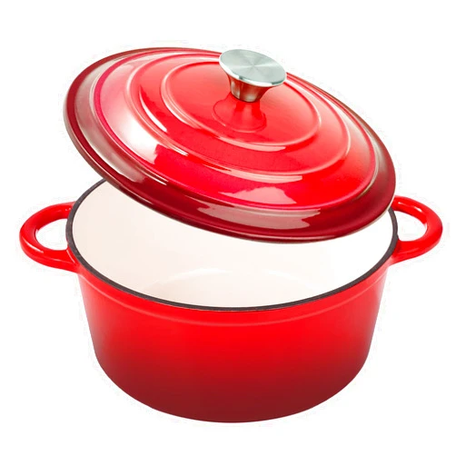 Fijinhom 6 Quart Enameled Cast Iron Dutch Oven Pot with Lid, Dual Handle for Bread Baking, Pre-Seasoned Cookware, Heavy-Duty, Oven Safe up to 500° F, Non-stick & Applicable All Cookings, Red