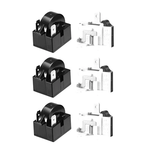 MSROLIDT 6 pcs Compresso QP2-4.7 PTC Starter Relay 2 Pin Refrigerator Starter Relay and 6750C-0005P Overload Protector Compatible with Refrigerator Compressor