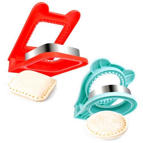 Vodolo Sandwich Maker,2PCS Sandwich Cutters for Kids Lunch,Crustless Breakfast Sandwich Cutter and Sealer Set Great for Children Boys Girls Lunchbox and Bento Box,Circle Square