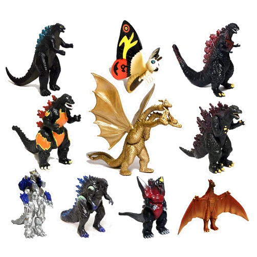 TwCare Set of 10 Godzilla Toys, Movable Joint Action Figures, King of The Monsters vs Kong Mini Dinosaur Mothra Imago Burning Heisei Mecha Ghidorah Playsets Kids Birthday Cake Toppers Pack