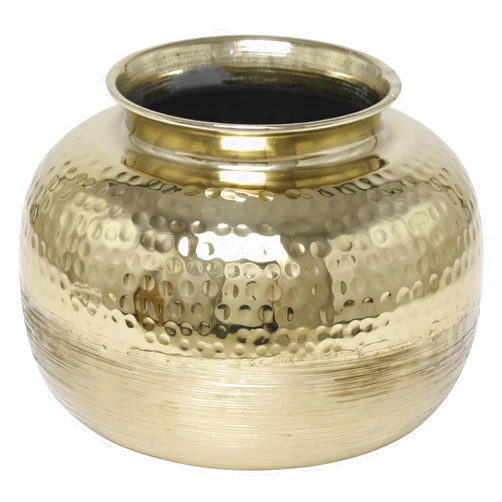 Deco 79 Aluminum Metal Decorative Vase Brushed Centerpiece Vase with Hammered Top, Flower Vase for Home Decoration 10