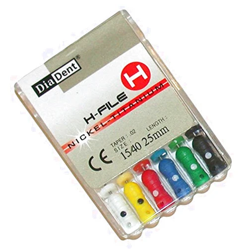 DiaDent 503-208 H-File, 25mm Length, 40 Tip Size, Pack of 6