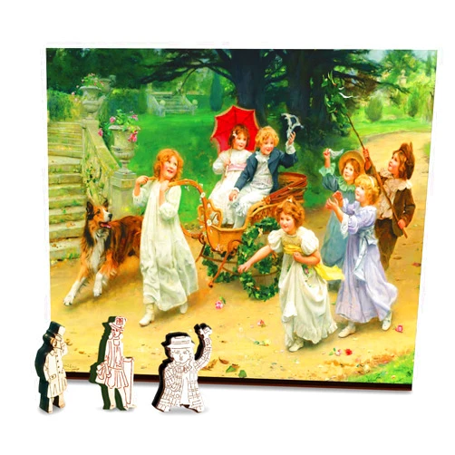 Doctor Puzzle Philosophy of the game Doctor Puzzle Wooden Puzzles for Adults 150 Pieces - Double-Sided Wooden Jigsaw Puzzles with Unique Shapes - Le Couple heureux: Un cortège Royal - Gift Family Game 11x9 for Adults and Teens