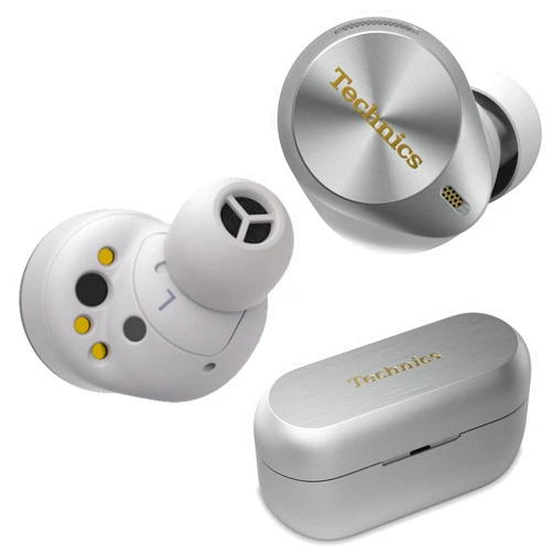 Technics Premium Hi-Fi True Wireless Bluetooth Earbuds with Advanced Noise Cancelling, 3 Device Multipoint Connectivity, Wireless Charging, Hi-Res Audio + Enhanced Calling - EAH-AZ80-S (Silver) Silver multiple
