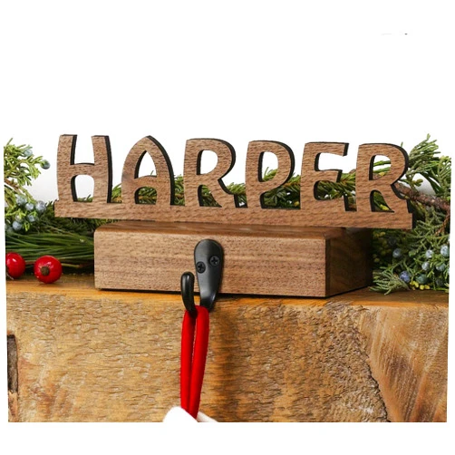 MerryStockings Personalized Christmas Stocking Holder | Walnut