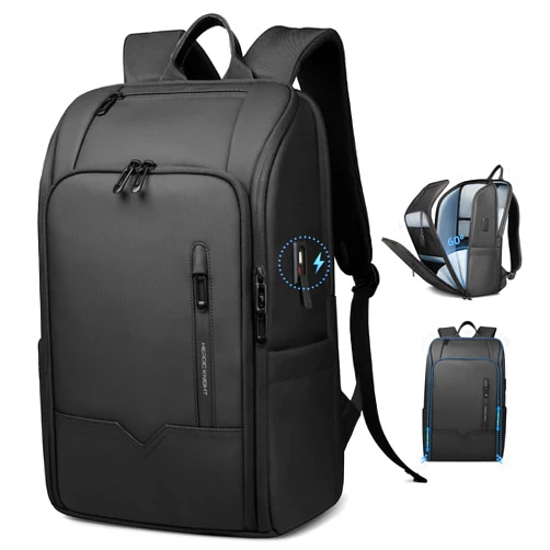 HEROIC KNIGHT Business Backpack Computer Bag for 17 Inch Laptop for Men Women with USB Charging Port Water-Resistant Anti-theft Luggage Backpack Suitcase Casual Daypack for College Weekender Hikking Travel-Black