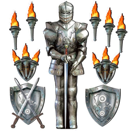 Honoson Medieval Party Decorations Knight Castle Decorations Jointed Suit of Armor Knight Cut Out Castle Decorations for Vbs Birthday Halloween Medieval Renaissance Knight Castle Party(10 Pcs)
