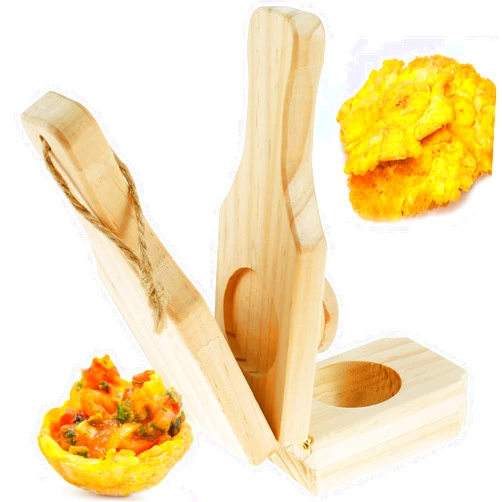 Abizarch Wooden Tostones Plantain Press with Handle, Banana Smasher Maker,Plantain Press Smasher Portable Plantain Press Easy Storage for Fried Plantains Chips and Tostonera Cups 6.3×2.36×2.3