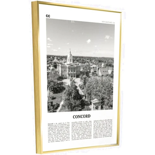 ZentOy Concord Print Black And White, Concord Wall Art, Concord Poster, Concord Photo, Concord Wall Décor, Canvas Poster Wall Art Decor Print Picture Paintings for Living Room Bedroom Decoration Golden-Conc