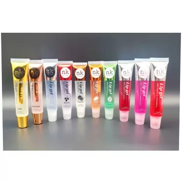 NICKA K NEW YORK VARIETY SET OF 10 NICKA-K Vitamin-E Lip Gloss (Gold, Rose Gold, Clear, Rosehip, Coconut, Aloe, Mango, Strawberry, Bubble Gum, Cherry )