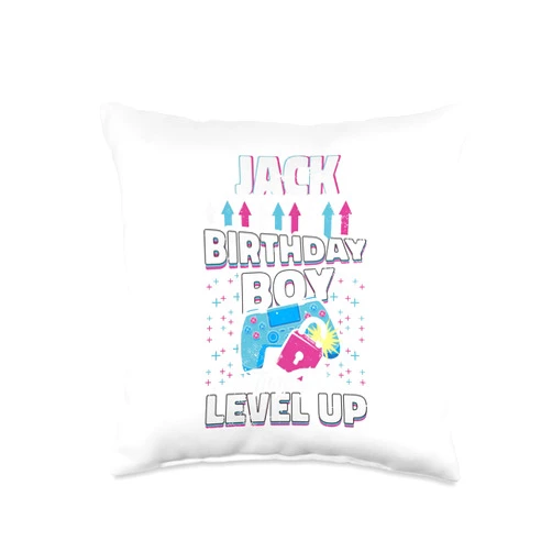 Shirts of Heaven Gamer Personalized Customized Name Jack Birthday Boy Throw Pillow, 16x16, Multicolor