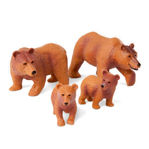 Terra by Battat – 4 Pcs Brown Bear Family Set – Realistic Plastic Animal Figurines – Zoo Animal Toys for Kids and Toddlers 3+