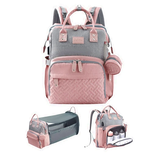 JOLLITO Baby Diaper Bag Backpack with Changing Station, Large Capacity, Stroller Straps and USB Charging Port, Baby Registry Search for Boys & Girls