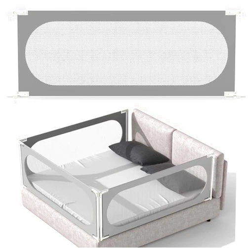 SeseYii Baby Bed Rail with Safety Y-Strap Extra Long Twin Full Queen King Size Infants Toddlers Guardrail with Reinforce Anchor (Grey, 78 inch)