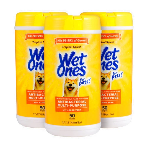 Wet Ones for Pets Multi-Purpose Dog Wipes with Aloe Vera, 50 Count - 3 Pack | Dog Wipes for All Dogs in Tropical Splash, Wet Ones Wipes for Paws & All Purpose