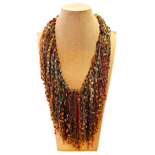 LRW DESIGNS – Women’s Infinity Ladder Yarn Lightweight Scarf Necklace with Metallic Accents