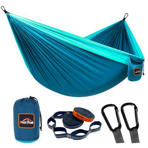 AnorTrek Camping Hammock, Super Lightweight Portable Parachute Hammock with Two Tree Straps Single or Double Nylon Travel Tree Hammocks for Camping Backpacking Hiking