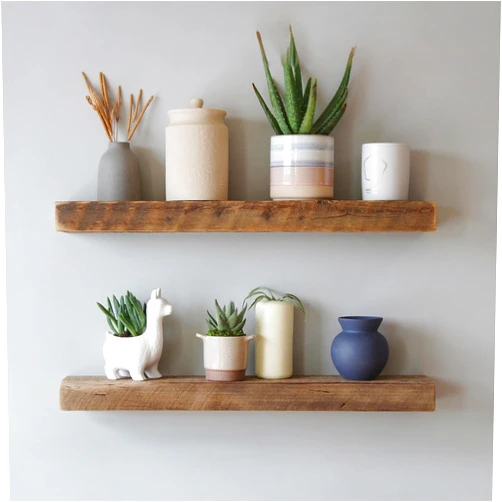 Urban Legacy Reclaimed Barnwood Planks | Floating Shelves for Wall w/Flush Mount Shelf Bracket Set Included | Set of 2 (Natural, 18