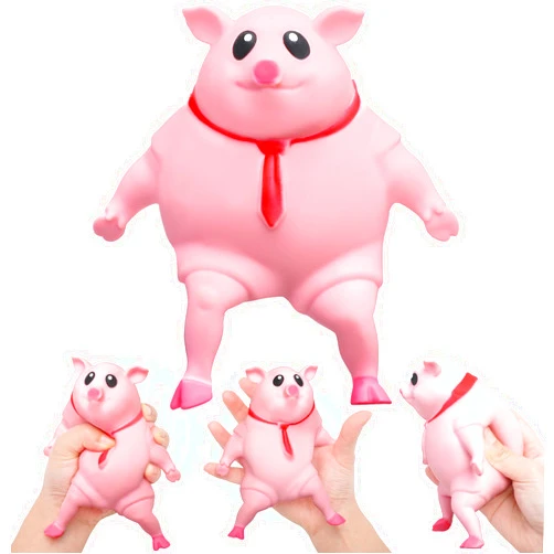 Liliful Pig Squeeze Stretch Pink Pig Toy Novelty Funny Cute Squeeze Pig Animal Stress Relief Toys for Anxiety for Adults Stress Relief Gifts for Women Men Fidget Decompress