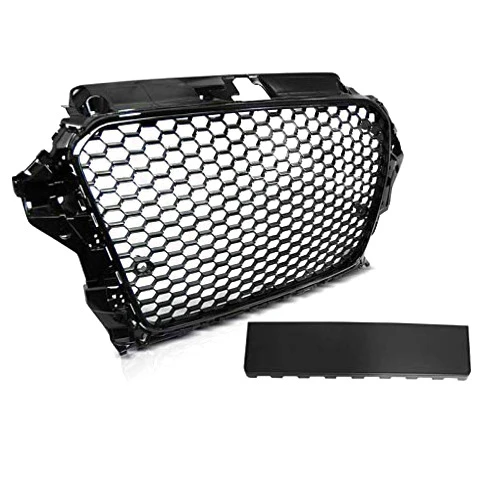 V-MAXZONE LIGHTS Front Grill Front Central Grill Sport VR-57 Honeycomb Mesh Grille Sport Glossy Black compatible with Audi A3 8V 2012 2013 2014 2015 2016 Cabrio 2 Doors 3 Doors 4 Doors 5 Door