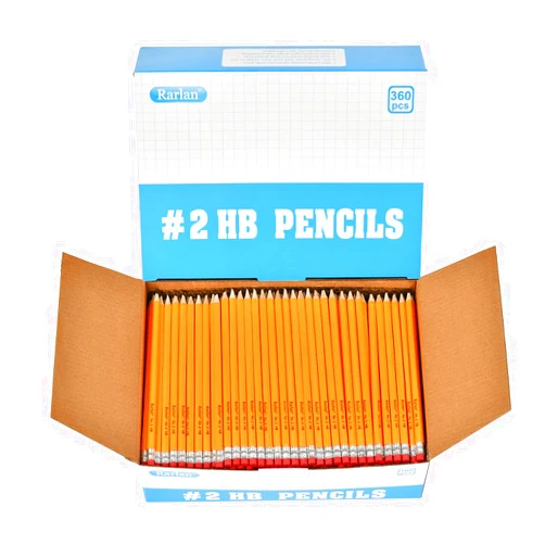 Rarlan Wood-Cased #2 HB Pencils, Pre-sharpened, 360 Count Bulk Pack
