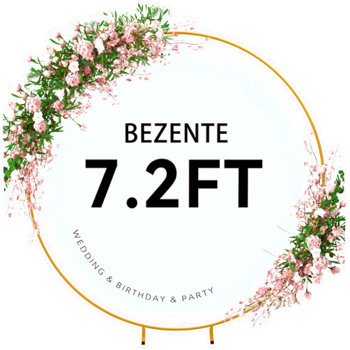 Bezente 7.2ft Round Backdrop Stand, Golden Metal Balloon Arch Stand, Stable Wedding Arch Circle Backdrop Stand Frame for Wedding Birthday Baby Shower Party Decoration