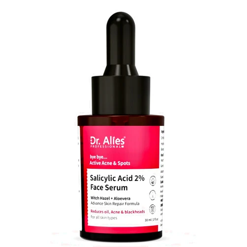 Dr. Alies - Professional 2% Salicylic Acid Face Serum with Witch Hazel and Aloe Vera | Active Acne, Blackheads, Open Pores | Reduces Excess Oil & Bumpy Texture | BHA Exfoliant for Oily Skin | 30ml