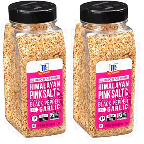 McCormick Himalayan Pink Salt with Black Pepper and Garlic All Purpose Seasoning, 18.5 oz (Pack of 2)